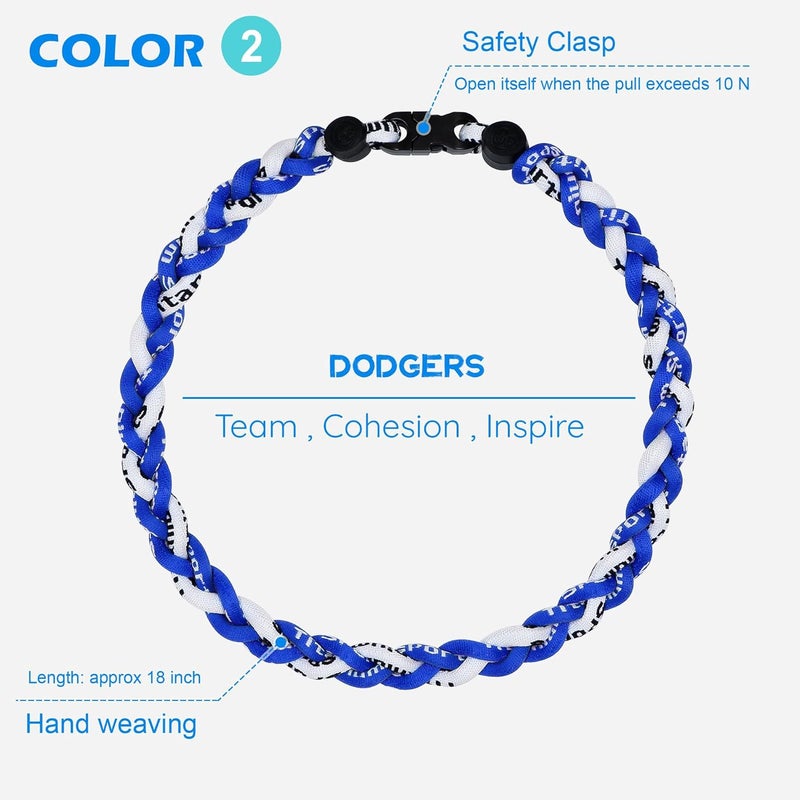 SUPBOMM 3 pcs Baseball Rope Necklaces, League Team Colors Braided Necklace, Baseball Team Gifts - Image 3